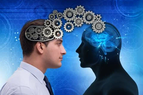 Cognitive computing concept as future technology with businessma 스톡 사진