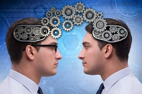Cognitive computing concept as future technology with businessma 스톡 사진