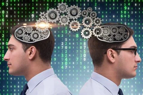 Cognitive computing concept as future technology with businessma 库存照片