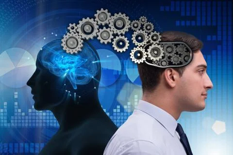 Cognitive computing concept as future technology with businessma Stock-Fotos