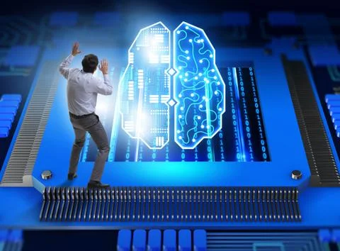 Cognitive computing concept as future technology with businessma 库存照片