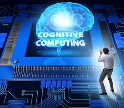 Cognitive computing concept as future technology with businessma 写真素材