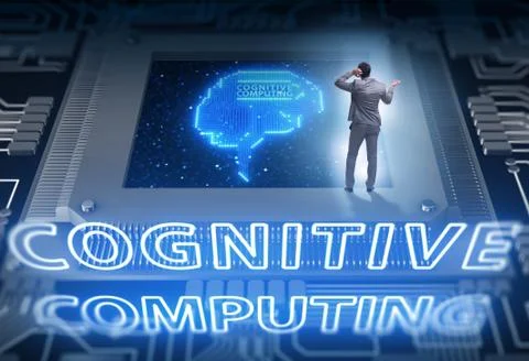 Cognitive computing concept as future technology with businessma 写真素材