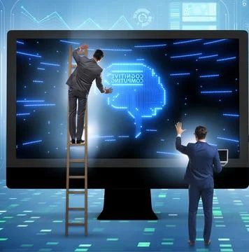 Cognitive computing concept as modern technology Illustrazione stock