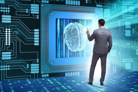 Cognitive computing concept as modern technology Stock Photos