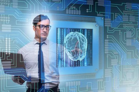 Cognitive computing concept as modern technology Stockfoto's