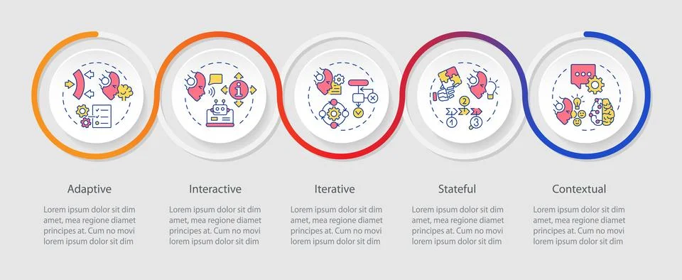 Cognitive computing layout with simple linear icon concept Stock Illustration