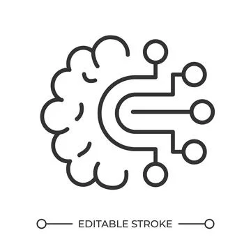 Cognitive computing linear icon Stock Illustration