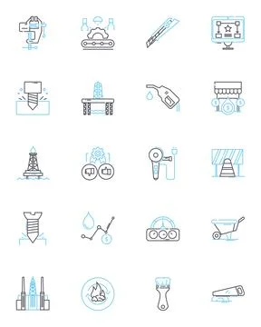 Cognitive computing linear icons set. Intelligence, Learning, Perception Stock Illustration