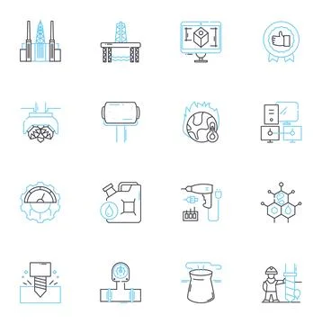 Cognitive computing linear icons set. Intelligence, Learning, Perception Stock Illustration