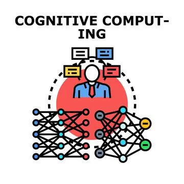 Cognitive computing process understanding data artificial intelligence Illustrazione stock
