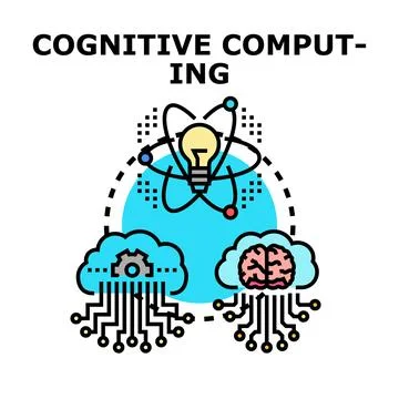 Cognitive computing technology developing artificial intelligence ideas Stock Illustration
