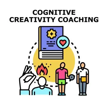 Cognitive creativity coaching concept with people developing skills Stock Illustration