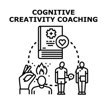 Cognitive creativity coaching concept with people developing skills Stock Illustration