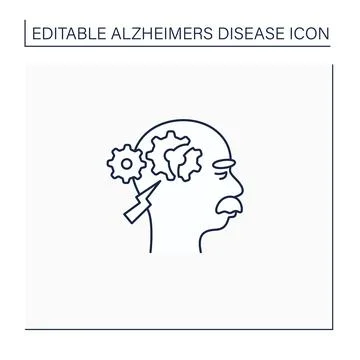 Cognitive deficits line icon 스톡 일러스트