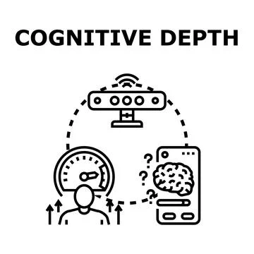 Cognitive depth technology measuring human brain activity Stock Illustration