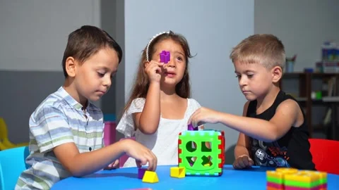 Cognitive Development for young minds. Preschoolers tackle logical puzzles Stock Footage 259156212
