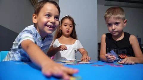 Cognitive Development for young minds. Preschoolers tackle logical puzzles Stock Footage 259236203