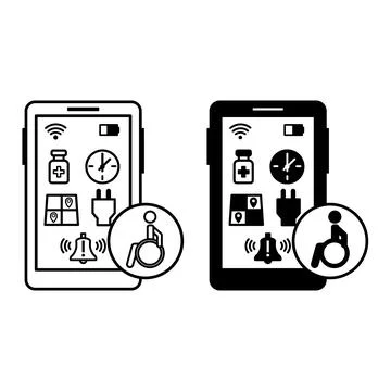 Cognitive Disability Support Icons. Line and Glyph Vector Illustrations. As.. Stock-Illustration