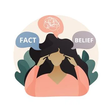 Cognitive dissonance abstract concept vector illustration. Stock Illustration