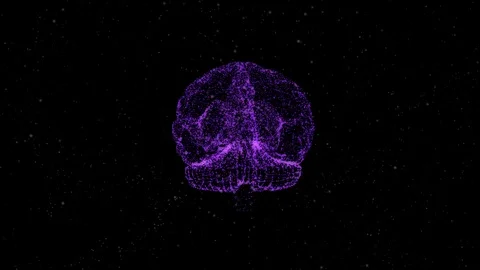 Cognitive function concept. Shining hologram of brain formed from tiny particles Stock Footage 121797385