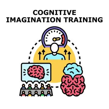 Cognitive imagination training improving mental development process Stock Illustration