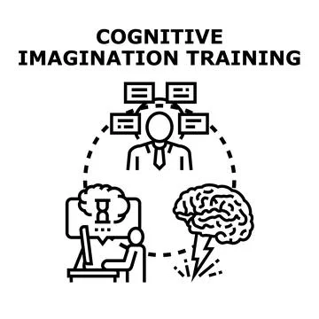 Cognitive imagination training improving mental development process Stock Illustration