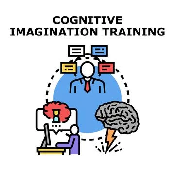 Cognitive imagination training improving mental development process Stock Illustration
