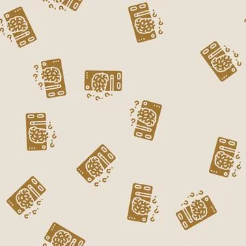 Cognitive load ux ui design glyph seamless pattern Stock Illustration