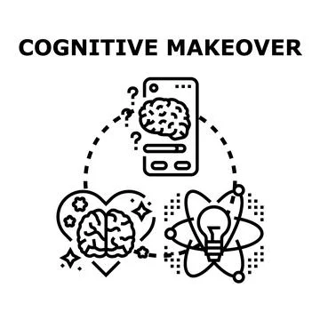 Cognitive makeover concept linking mind, emotion, and ideas Stock Illustration