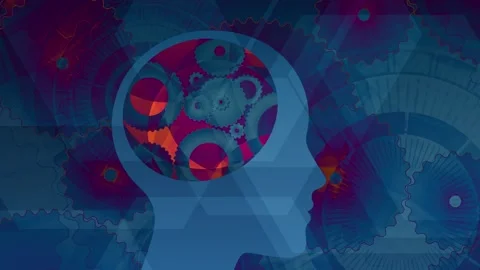 Cognitive mechanism or mechanical brain with rotating cogs gears and clockwork Stock Footage 320523091