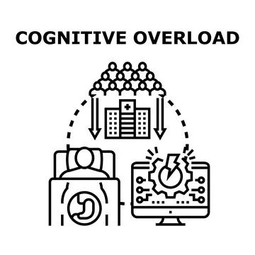 Cognitive overload concept causing mental stress and information impact Stock Illustration
