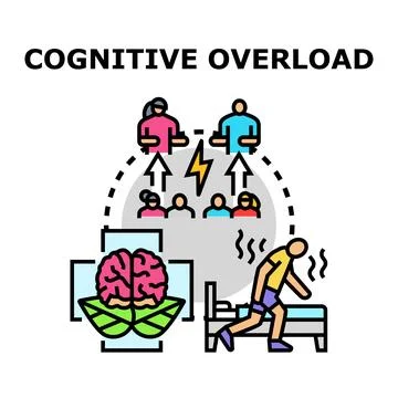 Cognitive overload concept with information and stress managing Stock Illustration