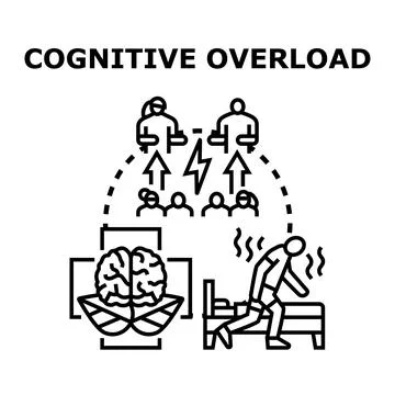 Cognitive overload concept with information and stress managing Stock Illustration