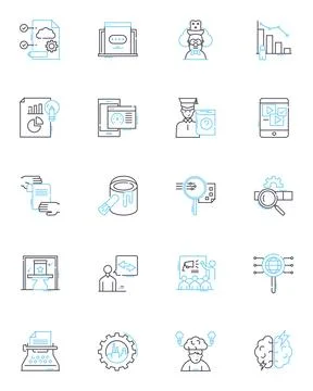 Cognitive pics linear icons set. Memory, Perception, Attention, Cognition 스톡 일러스트