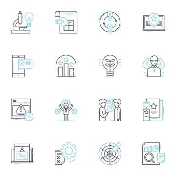 Cognitive pics linear icons set. Memory, Perception, Attention, Cognition 스톡 일러스트