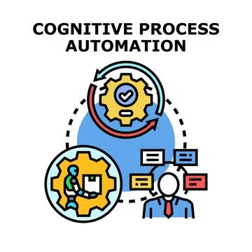 Cognitive process automation integrating artificial intelligence and robotics Stock Illustration