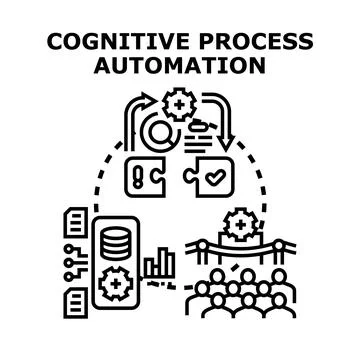 Cognitive process automation using intelligent technology streamlines busines Stock Illustration