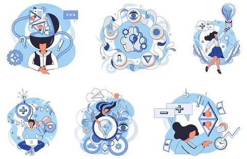 Cognitive Processes and Mindset Transformation for Creativity and Productivit Stock Illustration