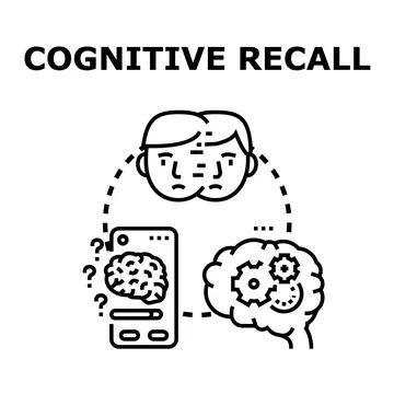 Cognitive recall processing memory brain function difficulty Stock Illustration
