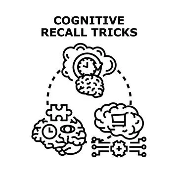 Cognitive recall tricks improving memory skills learning process Stock Illustration