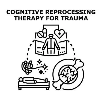 Cognitive reprocessing therapy for trauma concept illustration Stock Illustration