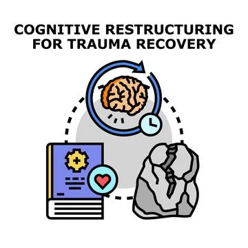 Cognitive restructuring process for trauma recovery Stock Illustration