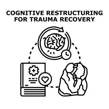 Cognitive restructuring process for trauma recovery Stock Illustration