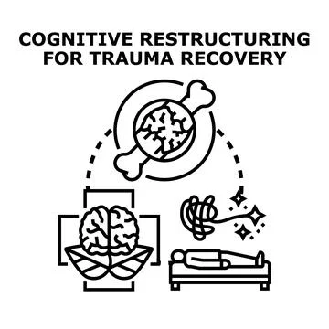 Cognitive restructuring for trauma recovery process Stock Illustration