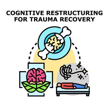 Cognitive restructuring for trauma recovery process Stock Illustration