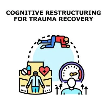 Cognitive restructuring for trauma recovery process vector Stock Illustration