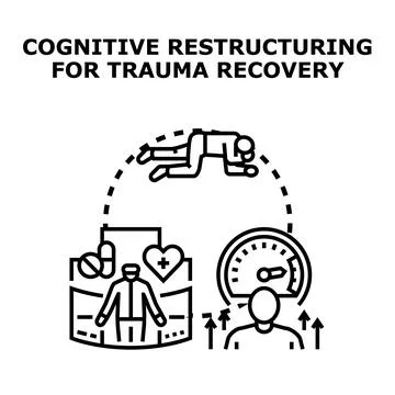 Cognitive restructuring for trauma recovery process vector Stock Illustration