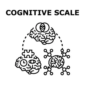 Cognitive scale vector illustrating mental process measurement Illustrazione stock