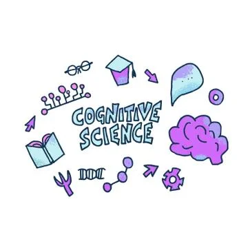 Cognitive science concept. Set of vector elements in doodle style with slogan Stock Illustration